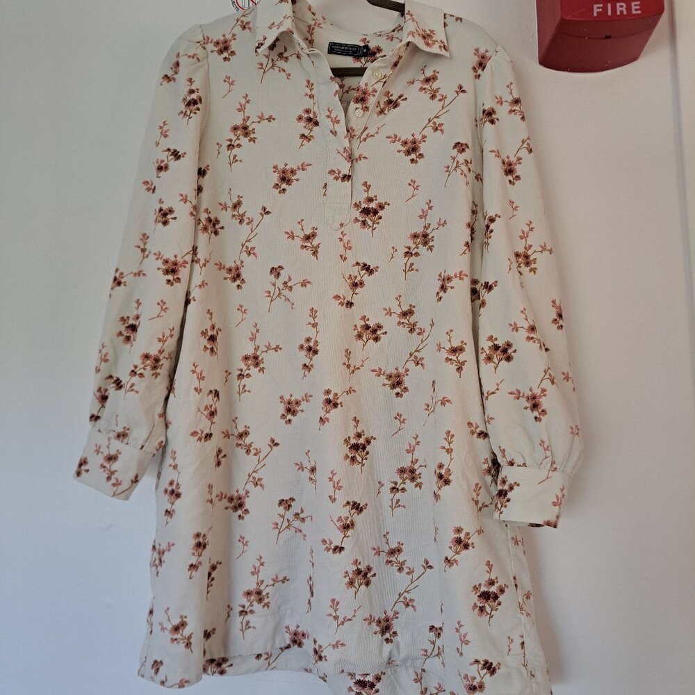 Vineyard Vines long sleeve cotton corduroy floral popover dress SZ M